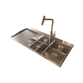 1000*500*220 Stainless steel kitchen sink 1 3-4 Bowls top mount drop in Drainer board on LEFT